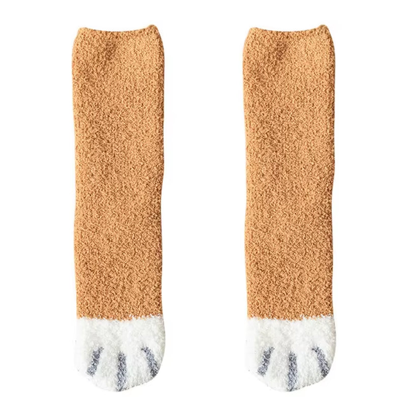 Cat Paw Fuzzy Socks for Women – Cozy Plush Slipper Socks